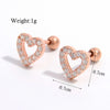 1 Pair Sweet Heart Shape Plating Hollow Out Inlay Sterling Silver Zircon 14k Gold Plated Rose Gold Plated White Gold Plated Ear Studs