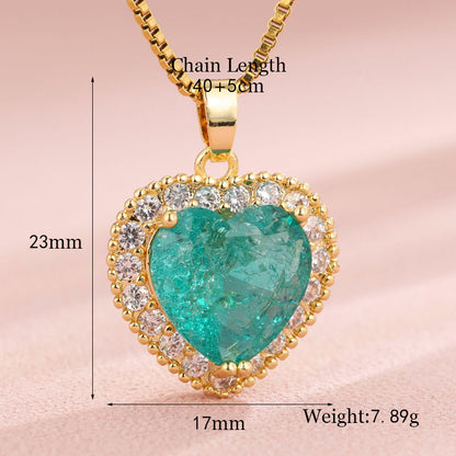 Vintage Style Heart Shape Flower Bow Knot Stainless Steel Copper Plating Inlay Zircon 18k Gold Plated Gold Plated Pendant Necklace