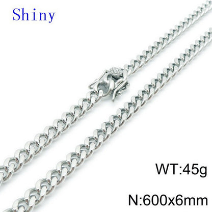 Hip-hop Retro Solid Color Titanium Steel Chain Necklace