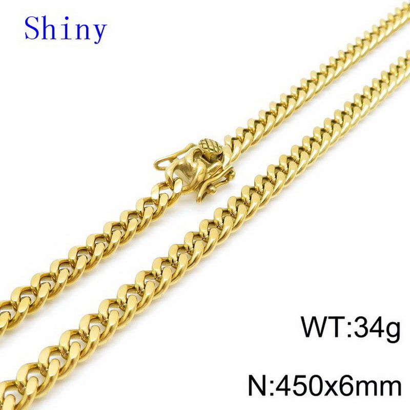 Hip-hop Retro Solid Color Titanium Steel Chain Necklace