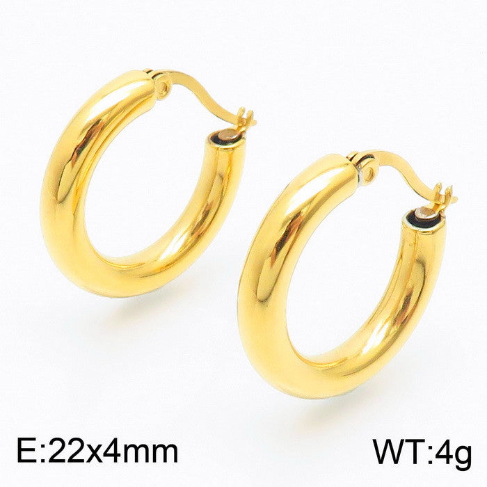 1 Pair Simple Style Geometric Solid Color Plating Titanium Steel Hoop Earrings