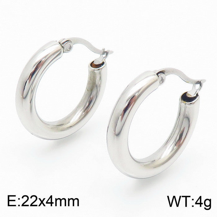 1 Pair Simple Style Geometric Solid Color Plating Titanium Steel Hoop Earrings