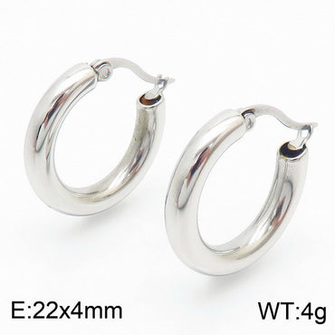 1 Pair Simple Style Geometric Solid Color Plating Titanium Steel Hoop Earrings