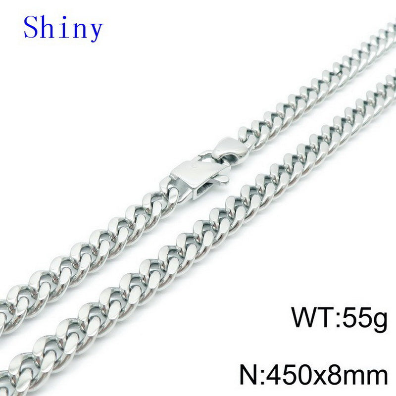 Hip-hop Retro Solid Color Titanium Steel Chain Necklace