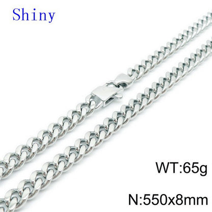 Hip-hop Retro Solid Color Titanium Steel Chain Necklace