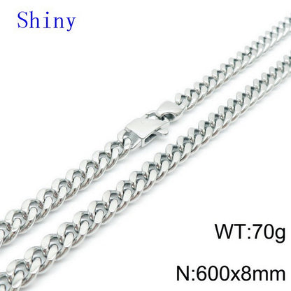 Hip-hop Retro Solid Color Titanium Steel Chain Necklace