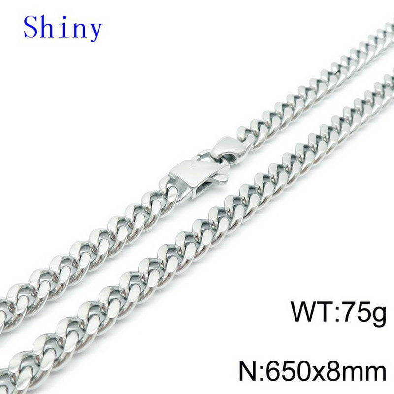 Hip-hop Retro Solid Color Titanium Steel Chain Necklace