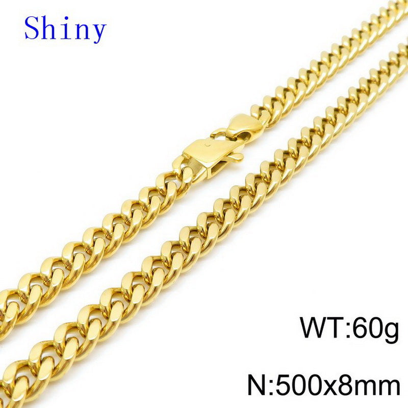 Hip-hop Retro Solid Color Titanium Steel Chain Necklace