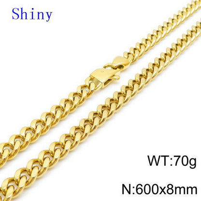 Hip-hop Retro Solid Color Titanium Steel Chain Necklace