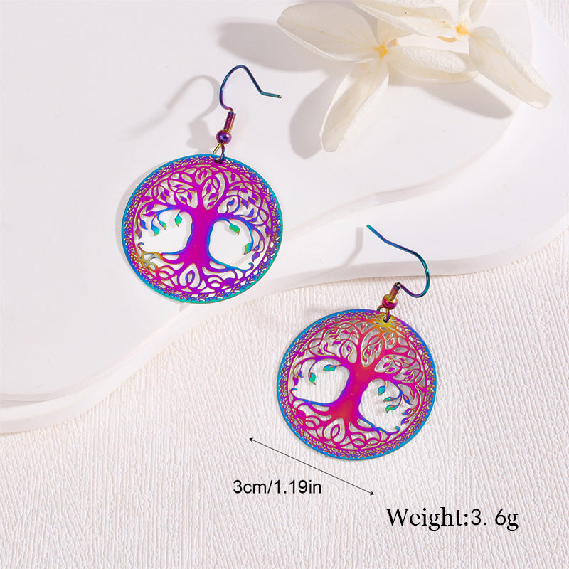 1 Pair Retro Simple Style Peacock Leaves Plating Stainless Steel 18k Gold Plated Drop Earrings