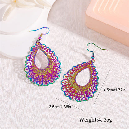 1 Pair Retro Simple Style Peacock Leaves Plating Stainless Steel 18k Gold Plated Drop Earrings