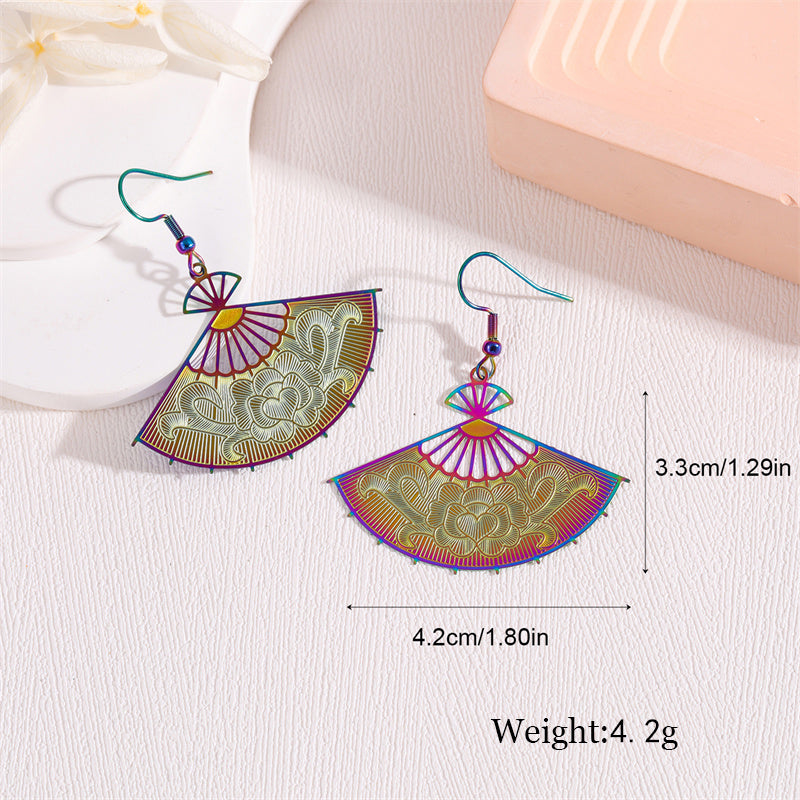 1 Pair Retro Simple Style Peacock Leaves Plating Stainless Steel 18k Gold Plated Drop Earrings