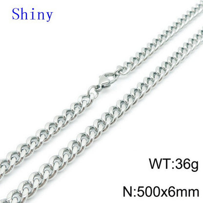 Hip-hop Retro Solid Color Titanium Steel Chain Bracelets Necklace