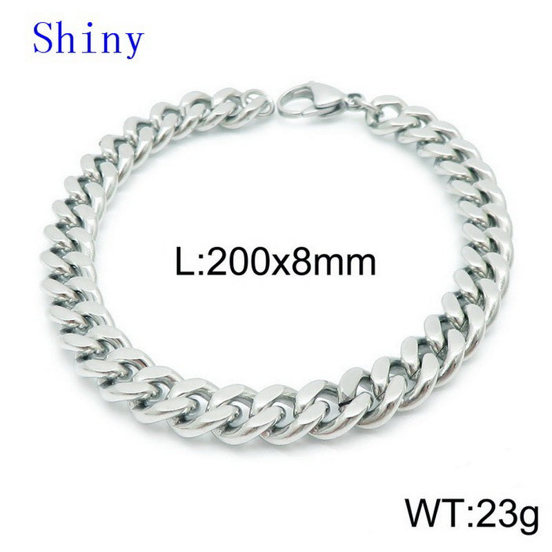 Hip-hop Retro Solid Color Titanium Steel Chain Bracelets Necklace