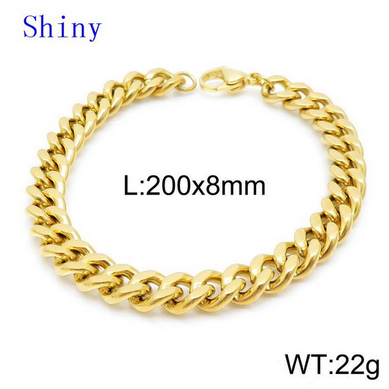 Hip-hop Retro Solid Color Titanium Steel Chain Bracelets Necklace