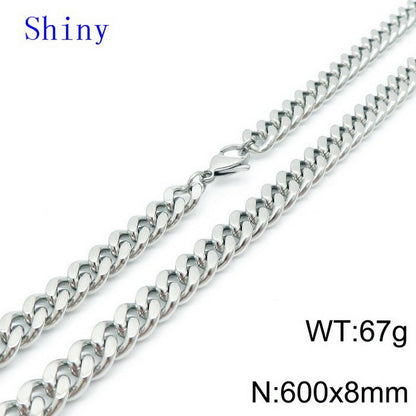 Hip-hop Retro Solid Color Titanium Steel Chain Bracelets Necklace