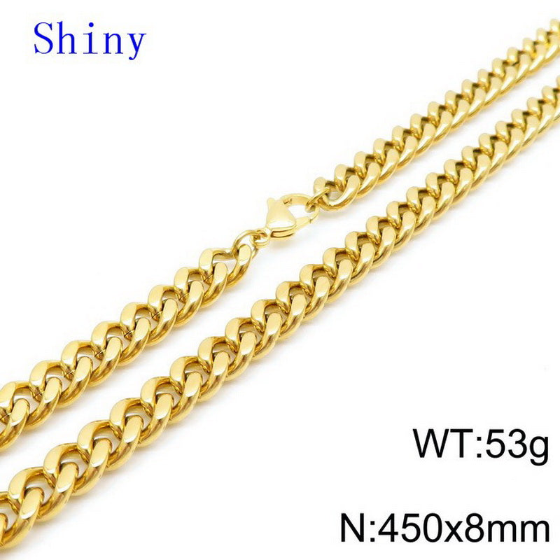 Hip-hop Retro Solid Color Titanium Steel Chain Bracelets Necklace