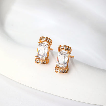 1 Pair Retro Xuping Geometric Plating Inlay Copper Zircon 18k Gold Plated Ear Studs