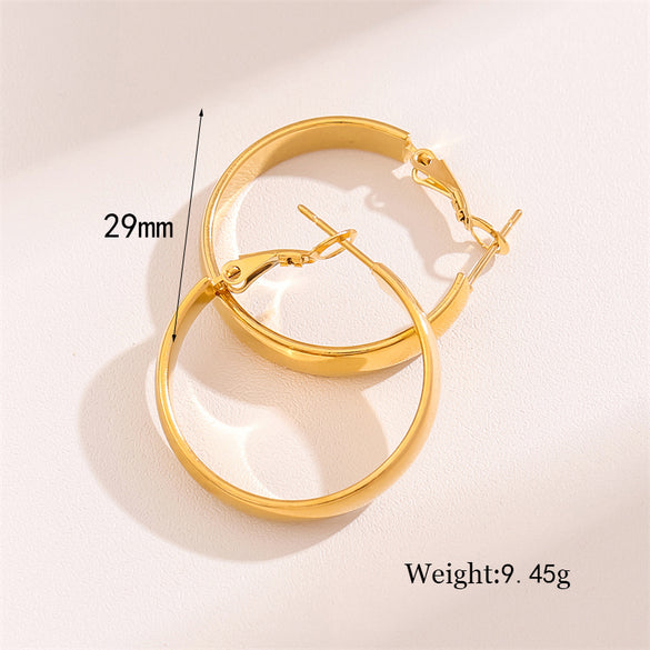 1 Pair Retro Simple Style Round Waves Plating Stainless Steel 18k Gold Plated Hoop Earrings