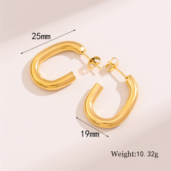 1 Pair Retro Simple Style Round Waves Plating Stainless Steel 18k Gold Plated Hoop Earrings