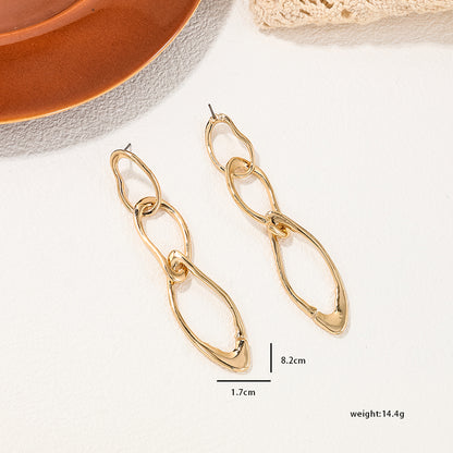 Wholesale Jewelry Simple Style Asymmetrical Metal Plating Drop Earrings