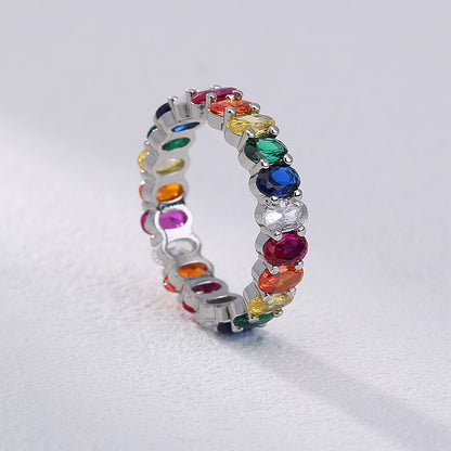 Simple Color Star Constellation Adjustable Opening Rainbow Zircon Copper Ring