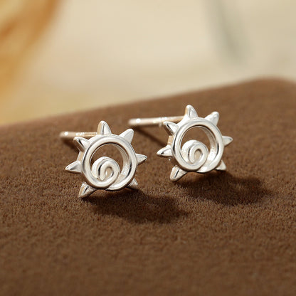 Simple Style Flower Snowflake Notes Sterling Silver Ear Studs 1 Pair