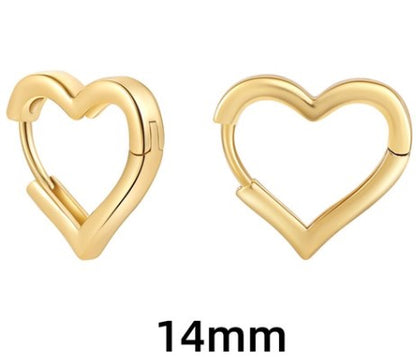 1 Pair Simple Style Classic Style Heart Shape Plating Stainless Steel Gold Plated Earrings