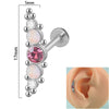 1 Piece Simple Style Round Stainless Steel Inlay Zircon Lip Stud Ear Studs