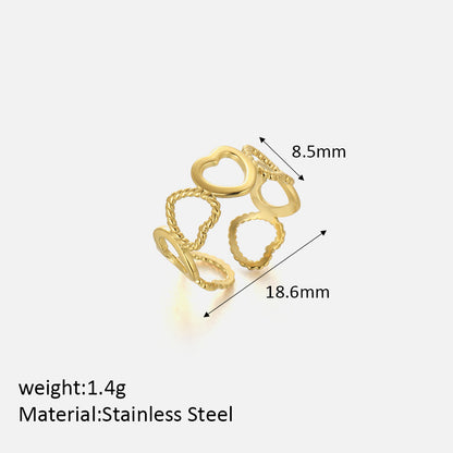 304 Stainless Steel 18K Gold Plated Simple Style Plating Geometric Open Rings