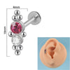 1 Piece Simple Style Round Stainless Steel Inlay Zircon Lip Stud Ear Studs