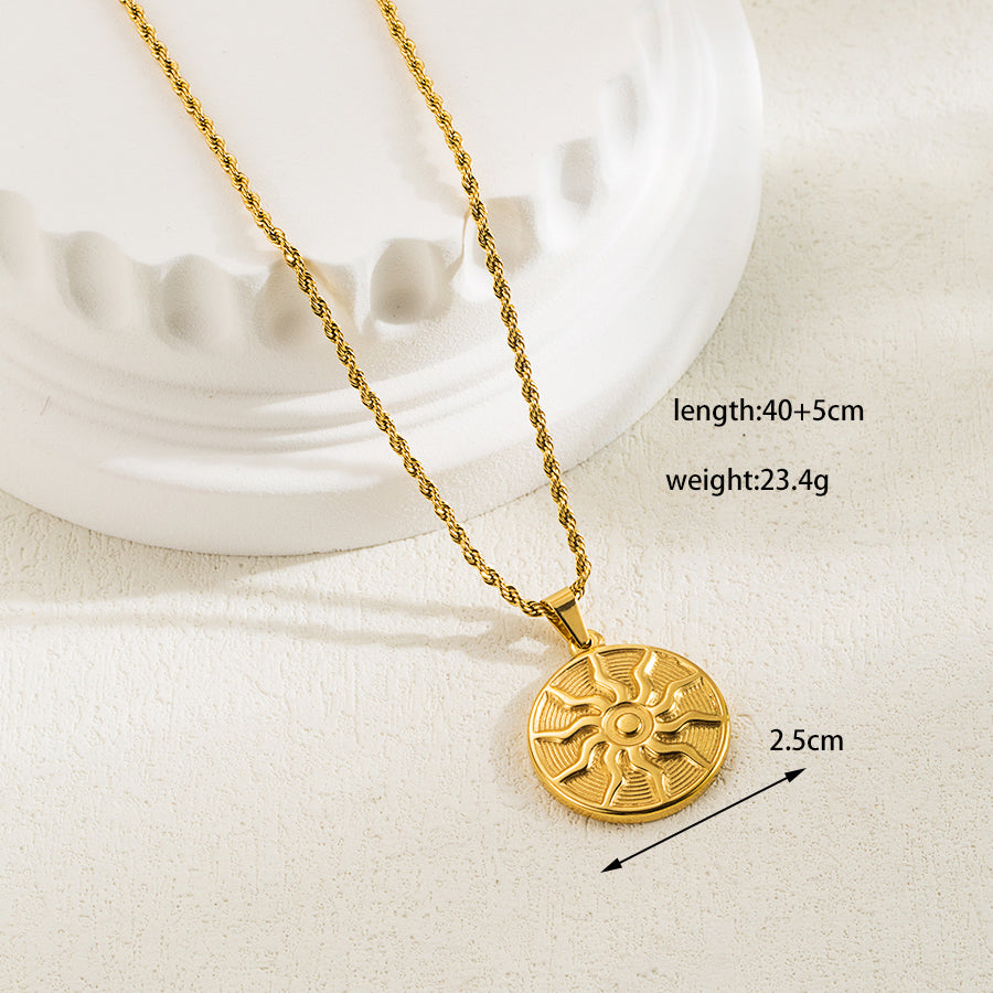 Simple Style Classic Style Sun Butterfly Stainless Steel Plating 18k Gold Plated Pendant Necklace