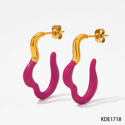 1 Pair Simple Style Classic Style Color Block Plating Stainless Steel Gold Plated Earrings