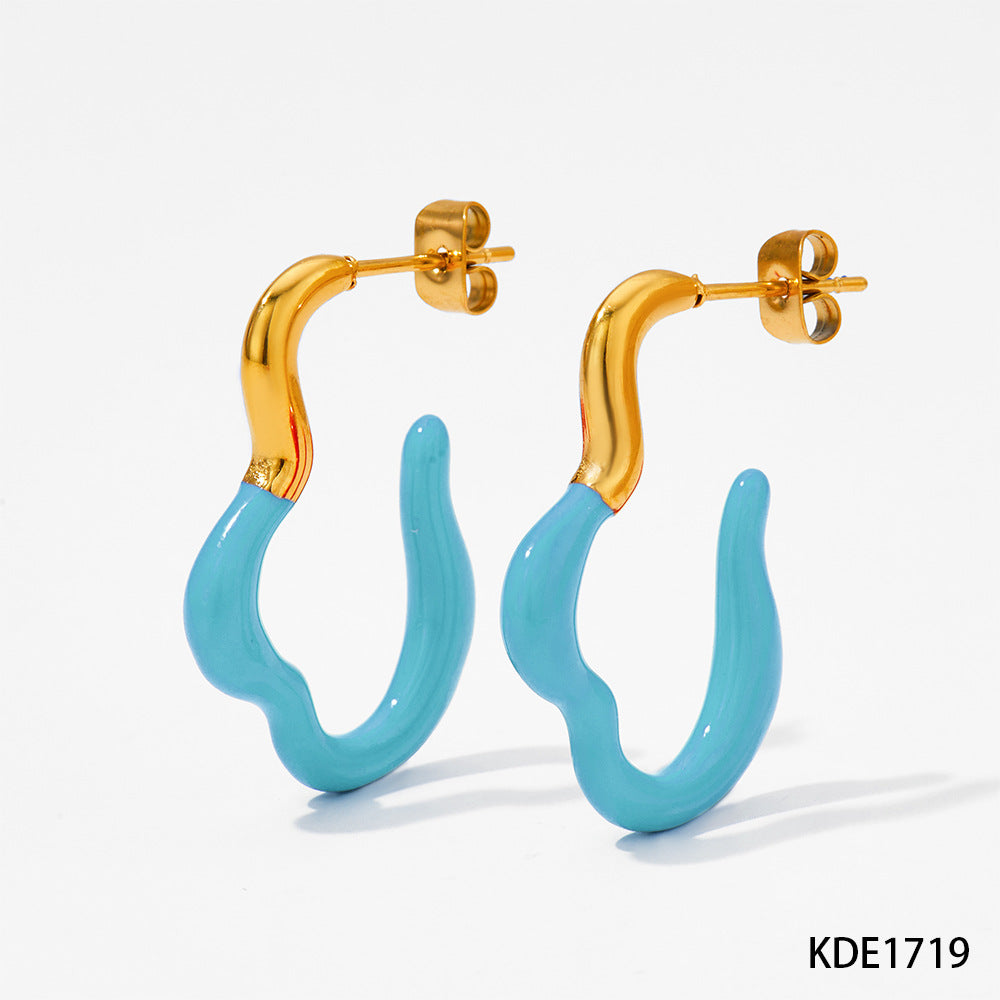 1 Pair Simple Style Classic Style Color Block Plating Stainless Steel Gold Plated Earrings