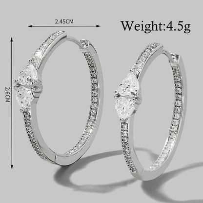 1 Pair Elegant Romantic Circle Plating Inlay Sterling Silver Zircon 14k Gold Plated White Gold Plated Hoop Earrings