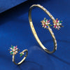 Elegant Classic Style Flower Copper Plating Inlay Zircon Gold Plated Rings Bracelets