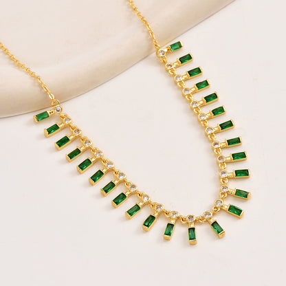 Glam Shiny Geometric Copper Inlay Zircon Necklace