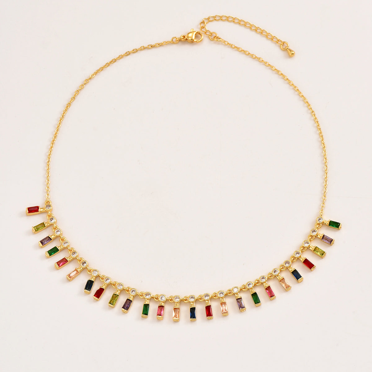 Glam Shiny Geometric Copper Inlay Zircon Necklace