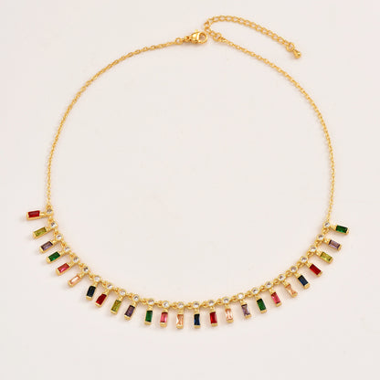 Glam Shiny Geometric Copper Inlay Zircon Necklace