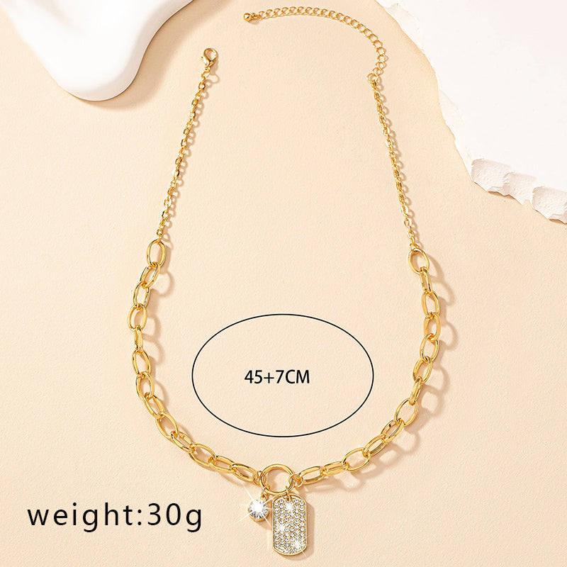 Simple Style Quadrilateral Rhinestones Alloy Wholesale Pendant Necklace