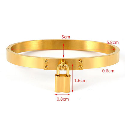 Casual Streetwear Lock Stainless Steel Plating Bangle