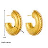 1 Pair Vintage Style C Shape Water Droplets Plating Inlay Stainless Steel Artificial Diamond 18k Gold Plated Ear Studs