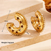 1 Pair Vintage Style C Shape Water Droplets Plating Inlay Stainless Steel Artificial Diamond 18k Gold Plated Ear Studs