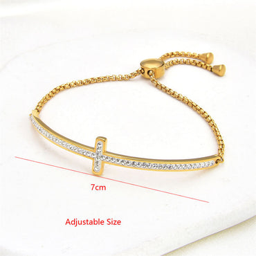 Elegant Lady Cross Stainless Steel Plating Inlay Zircon Bracelets