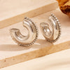 1 Pair Vintage Style C Shape Water Droplets Plating Inlay Stainless Steel Artificial Diamond 18k Gold Plated Ear Studs