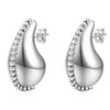 1 Pair Vintage Style C Shape Water Droplets Plating Inlay Stainless Steel Artificial Diamond 18k Gold Plated Ear Studs