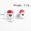 1 Pair Cute Christmas Santa Claus Epoxy Sterling Silver White Gold Plated Ear Studs