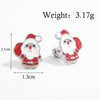 1 Pair Cute Christmas Santa Claus Epoxy Sterling Silver White Gold Plated Ear Studs