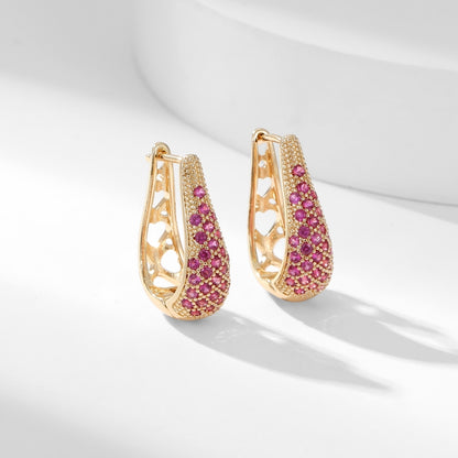 1 Pair Simple Style Commute Water Droplets Plating Inlay Copper Zircon Gold Plated Earrings