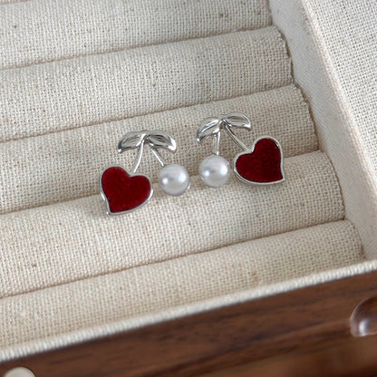 1 Pair Simple Style Classic Style Heart Shape Asymmetrical Plating Alloy Silver Plated Ear Studs